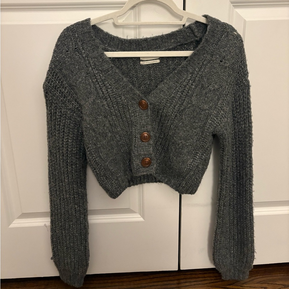 Urban Outfitters Charcoal Button-Up Cardigan